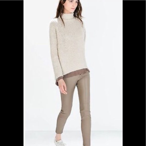 Zara Pants - ZARA MINK FAUX LEATHER LEGGINGS WITH SEAM Knee